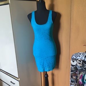 Mini lace blue dress